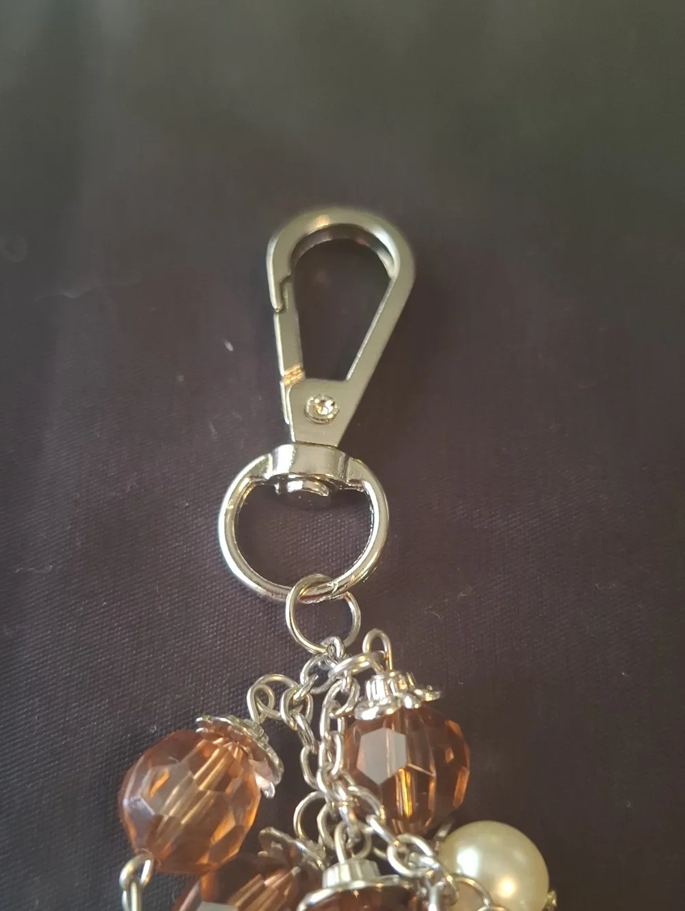 Pearl and Amber Beaded Keychain Charm